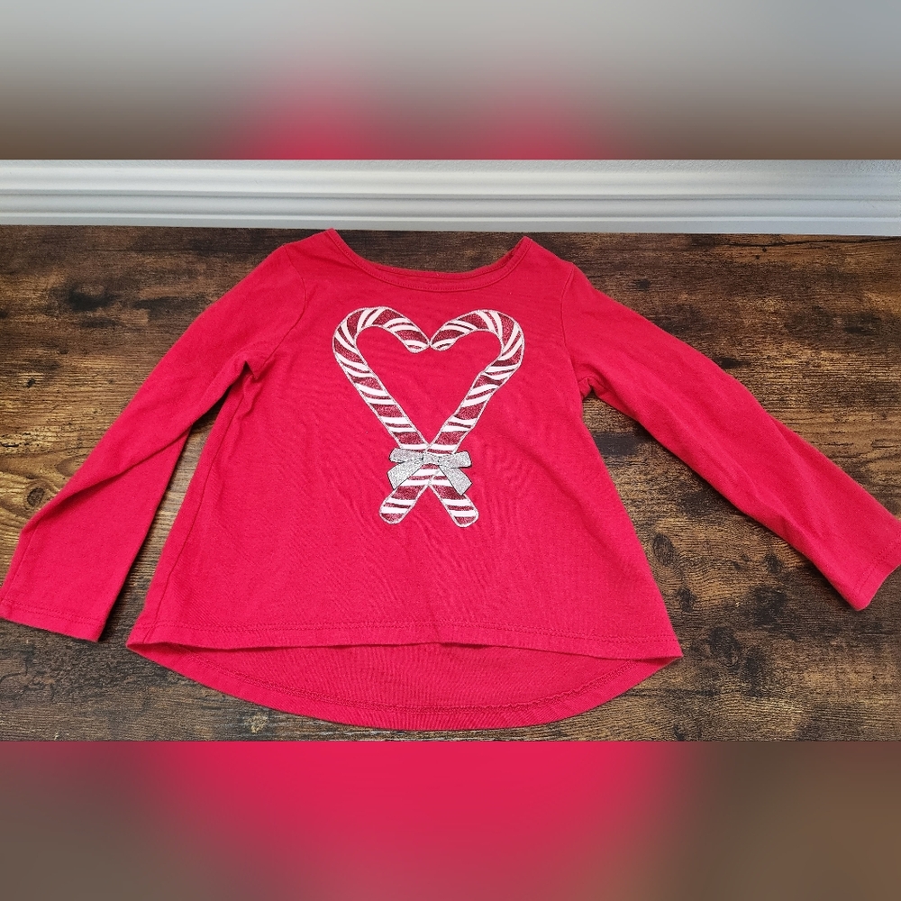 Toddler Baby girl long sleeve candy cane Holiday Shirt sizeβ 2t